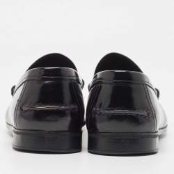 Pre Owned Prada Black Leather Slip On Loafers Size 42.5