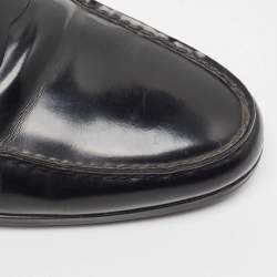 Pre Owned Prada Black Leather Slip On Loafers Size 42.5