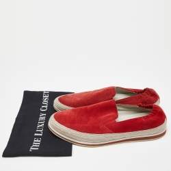 Prada Sport Red Suede Espadrille Slip On Sneakers Size 40.5
