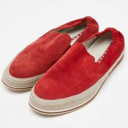 Prada Sport Red Suede Espadrille Slip On Sneakers Size 40.5