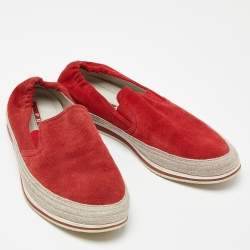 Prada Sport Red Suede Espadrille Slip On Sneakers Size 40.5