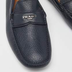 Pre Owned Prada Navy Blue Leather Penny Loafers Size 42.5