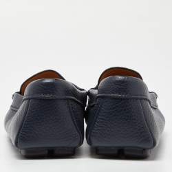 Pre Owned Prada Navy Blue Leather Penny Loafers Size 42.5