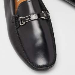 Prada Black Leather Slip On Loafers Size 42.5