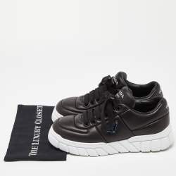 Prada Black Padded Leather Platform Sneakers Size 43