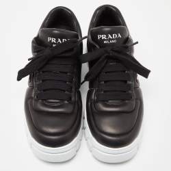 Prada Black Padded Leather Platform Sneakers Size 43
