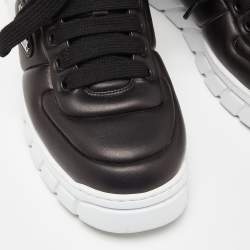 Prada Black Padded Leather Platform Sneakers Size 43