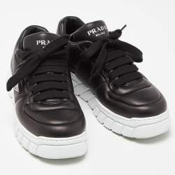 Prada Black Padded Leather Platform Sneakers Size 43