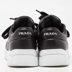 Prada Black Padded Leather Platform Sneakers Size 43