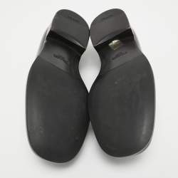 Pre Owned Prada Black Leather Logo Plaque Loafers Size 42
