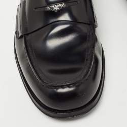 Pre Owned Prada Black Leather Penny Loafers Size 43