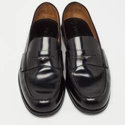 Pre Owned Prada Black Leather Penny Loafers Size 43