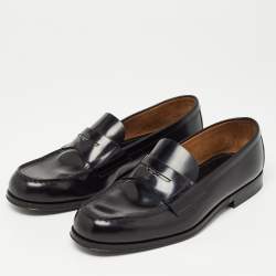 Pre Owned Prada Black Leather Penny Loafers Size 43