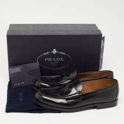 Pre Owned Prada Black Leather Penny Loafers Size 43