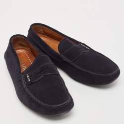 Pre Owned Prada Navy Blue Suede Slip On Loafers Size 41