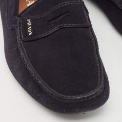 Pre Owned Prada Navy Blue Suede Slip On Loafers Size 41