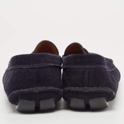 Pre Owned Prada Navy Blue Suede Slip On Loafers Size 41