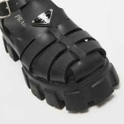 Prada Black Rubber Platform Ankle Strap Sandals Size 41