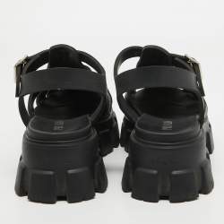 Prada Black Rubber Platform Ankle Strap Sandals Size 41