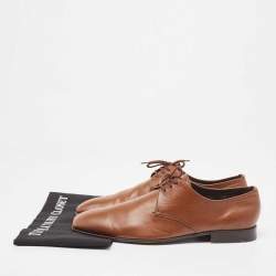 Prada Brown Leather Square Toe Derby Size 41.5