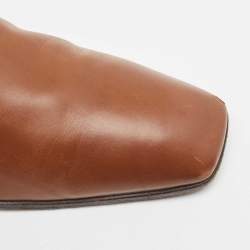 Prada Brown Leather Square Toe Derby Size 41.5