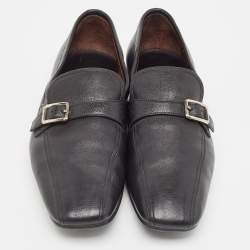 Pre Owned Prada Black Leather Square Toe Loafers Size 44