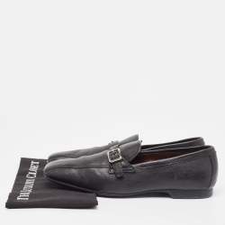 Pre Owned Prada Black Leather Square Toe Loafers Size 44