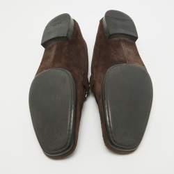 Pre Owned Prada Brown Suede Slip On Loafers Size 44