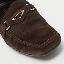 Pre Owned Prada Brown Suede Slip On Loafers Size 44