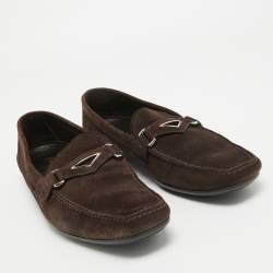 Pre Owned Prada Brown Suede Slip On Loafers Size 44