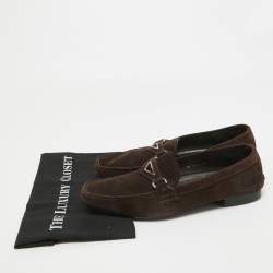 Pre Owned Prada Brown Suede Slip On Loafers Size 44