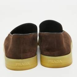 Prada Brown Suede Slip On Loafers Size 42