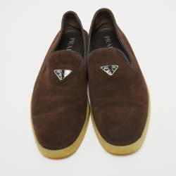 Prada Brown Suede Slip On Loafers Size 42
