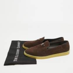 Prada Brown Suede Slip On Loafers Size 42