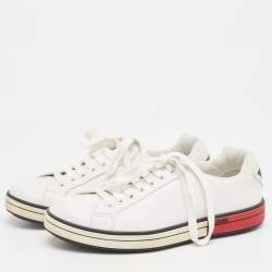 Prada White Leather Low Top Sneakers Size 41