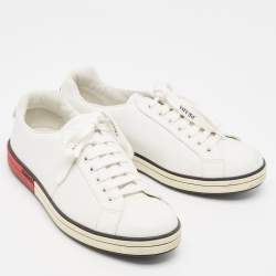 Prada White Leather Low Top Sneakers Size 41