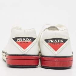 Prada White Leather Low Top Sneakers Size 41