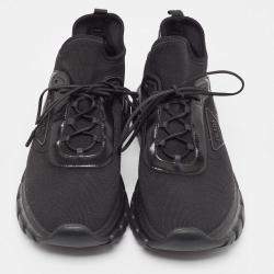 Prada Black Knit Fabric Lace Up Sneakers Size 43