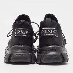 Prada Black Knit Fabric Lace Up Sneakers Size 43
