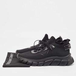 Prada Black Knit Fabric Lace Up Sneakers Size 43
