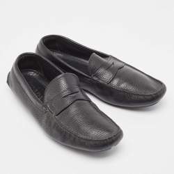 Prada Black Leather Slip On Loafers Size 42.5