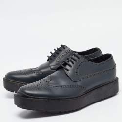 Prada Navy Blue Leather Brogue Deby Sneakers Size 39