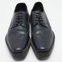 Prada Navy Blue Leather Brogue Deby Sneakers Size 39