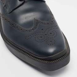 Prada Navy Blue Leather Brogue Deby Sneakers Size 39