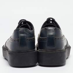 Prada Navy Blue Leather Brogue Deby Sneakers Size 39