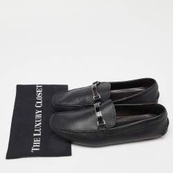 Pre Owned Prada Black Leather Slip On Loafers Size 42.5