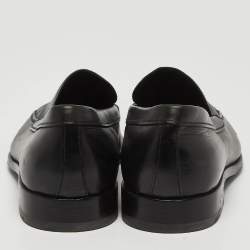 Prada Black Leather Slip On Loafers Size 41