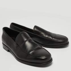 Prada Black Leather Slip On Loafers Size 41