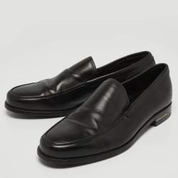 Prada Black Leather Slip On Loafers Size 41