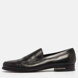 Prada Black Leather Slip On Loafers Size 41